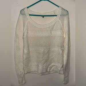Charlotte Russe Sweater Womens Sz M Long Sleeve Open Knit Pullover White‎
